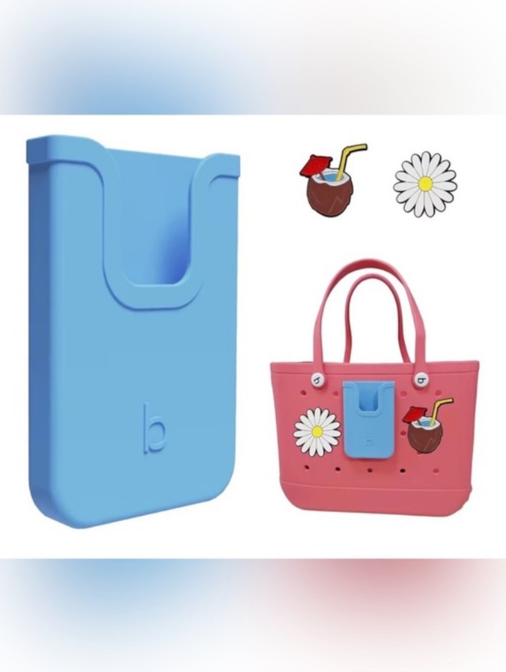 3pc-Phone Pocket & Fun Charms (Blue, Pink,Gray 💙🩷🩶)